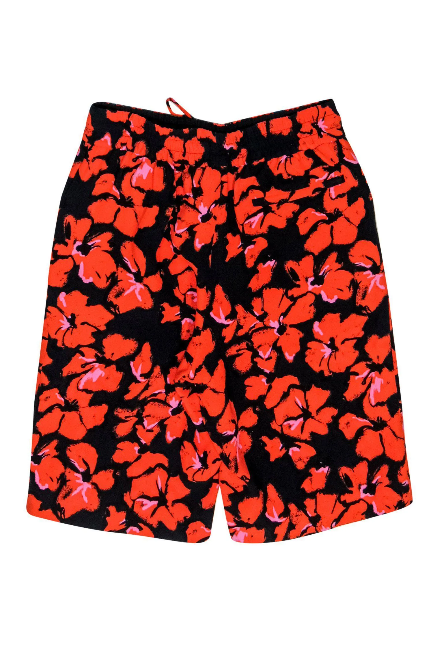 A.L.C. - Orange & Black Floral Print Drawstring Bermuda Short Sz 2