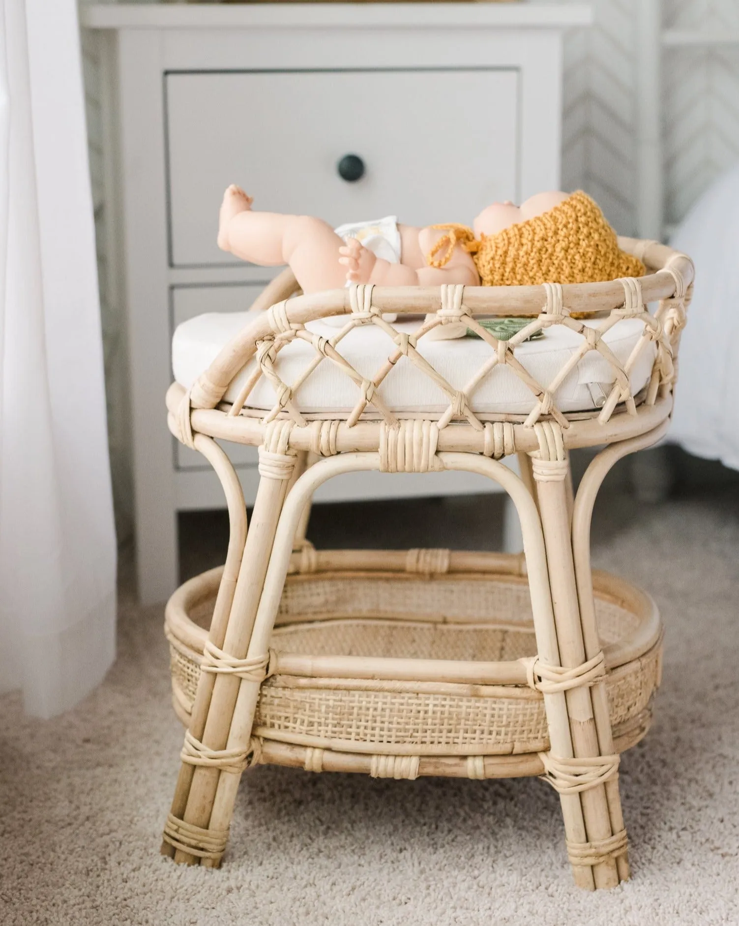 Aria Artisan Rattan Doll Changing Table