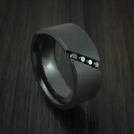 Black Titanium and Black Diamond Band Custom Made Men's Ring