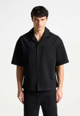 Boxy Denim Revere Shirt - Black