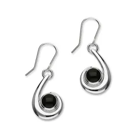 Carnaby Sterling Silver & Black Onyx Swirl Drop Earrings, SE298