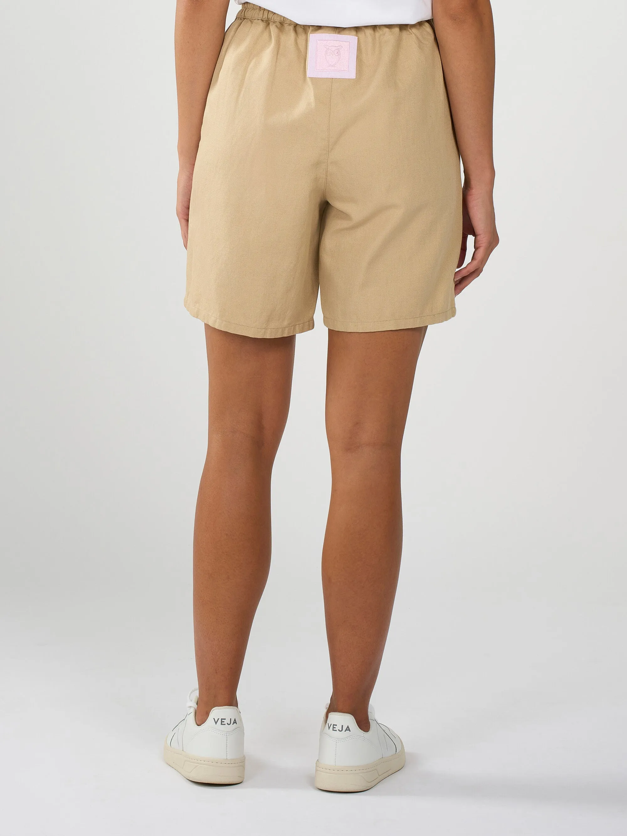 Cotton-linen blend shorts - Safari