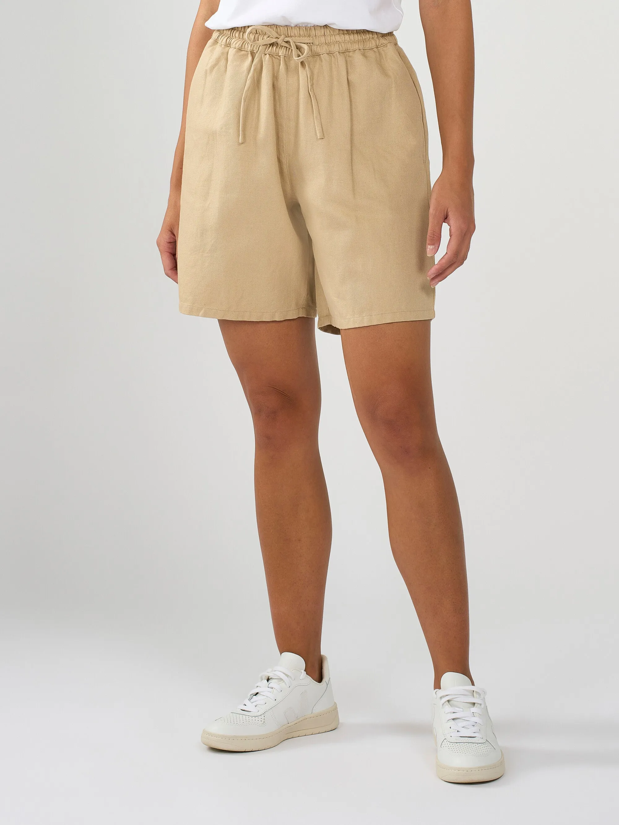 Cotton-linen blend shorts - Safari