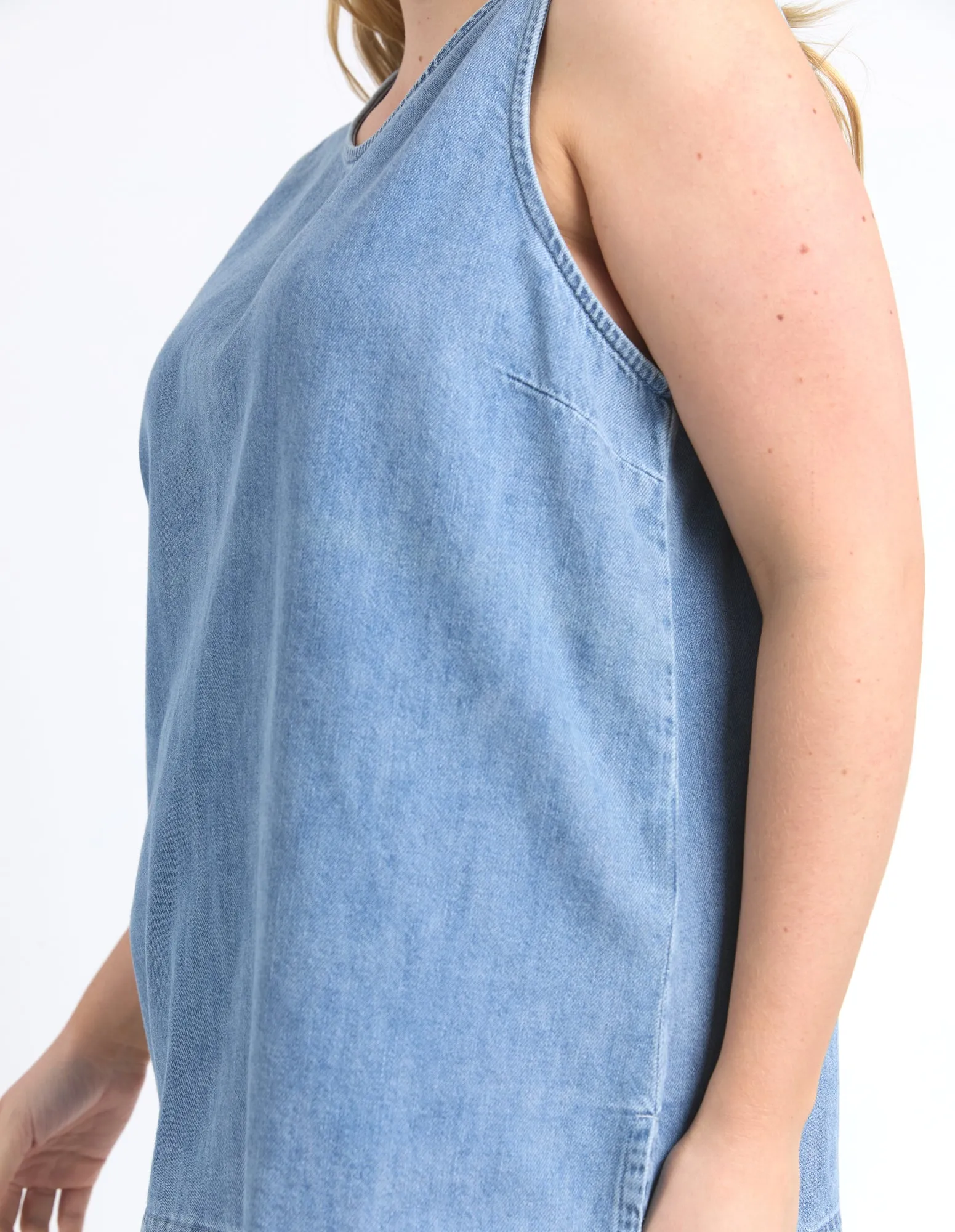 Curtis Chambray Tank Blue Wash