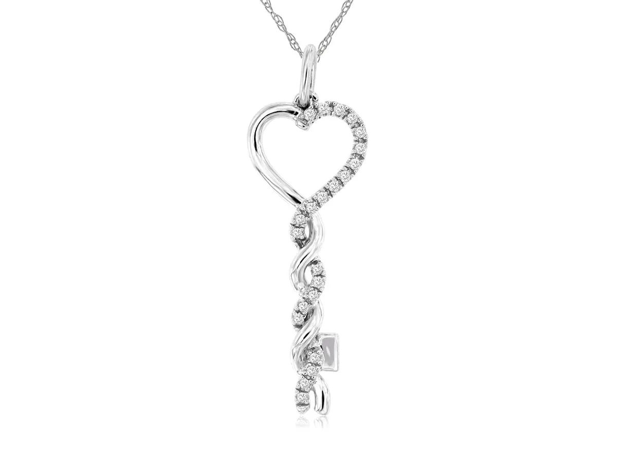 Diamond Accented Key Design Pendant