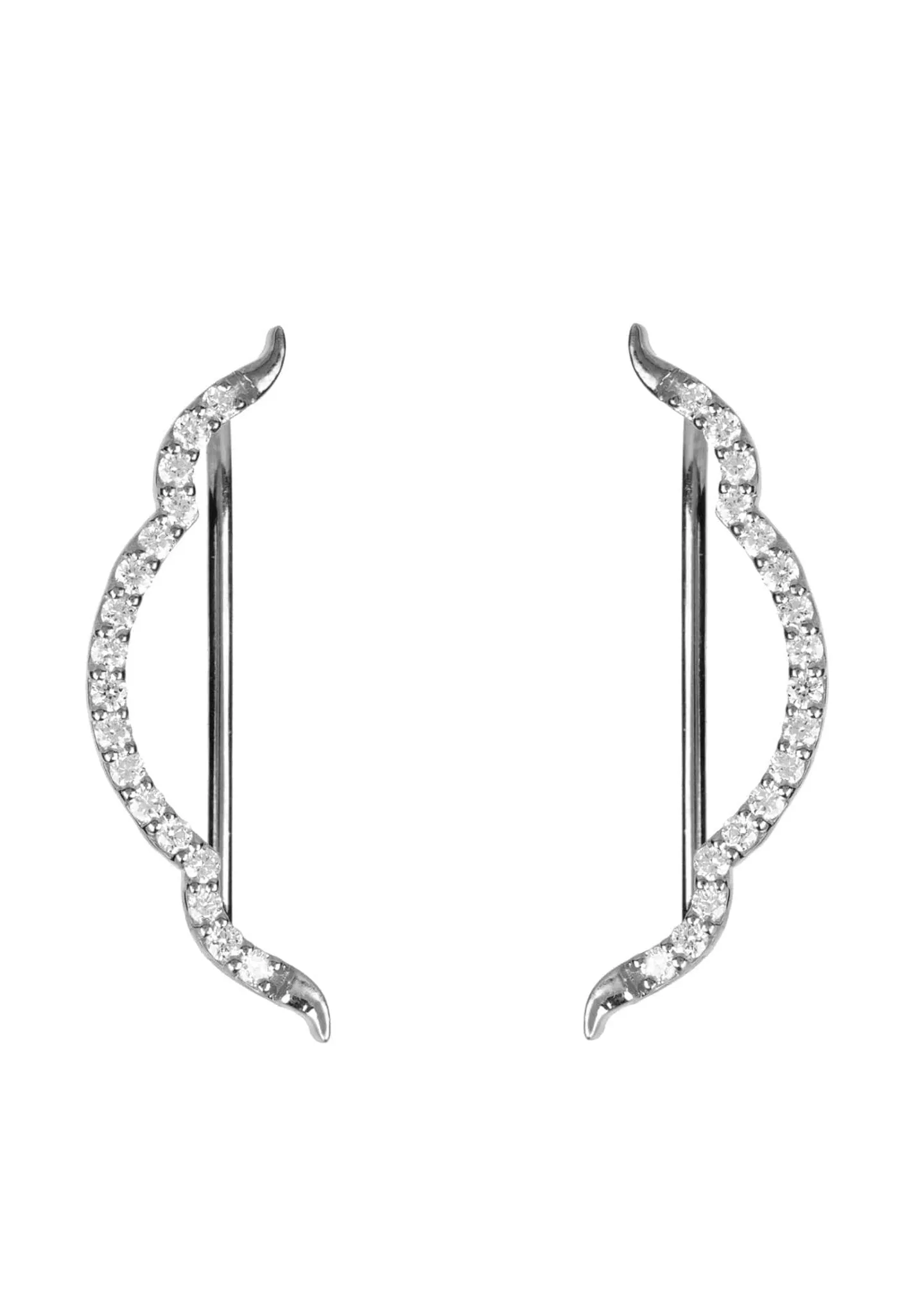 Diamond Bow Ear Climber Silver