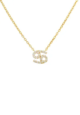 Diamond Zodiac Necklace Gold Cancer