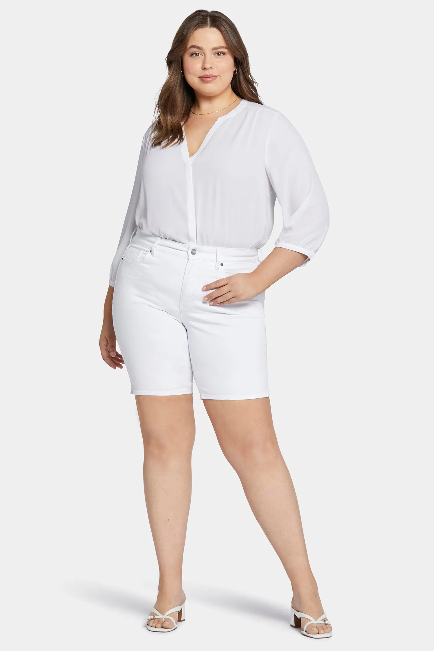 Ella Denim Shorts In Petite Plus Size - Optic White