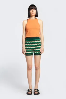 Halo Knitted Shorts Green Wavy