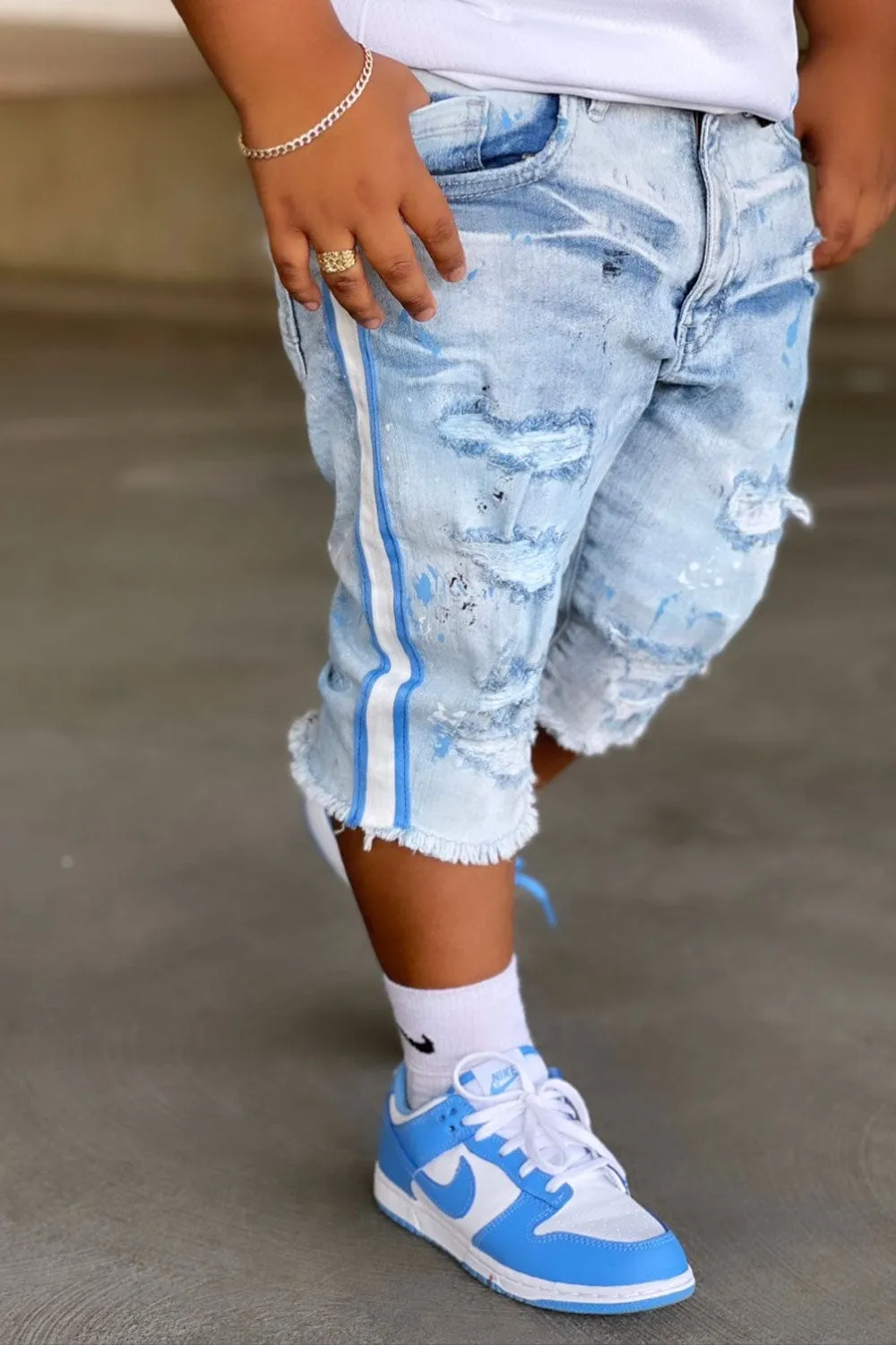 Kids Odyssey Striped Denim Shorts