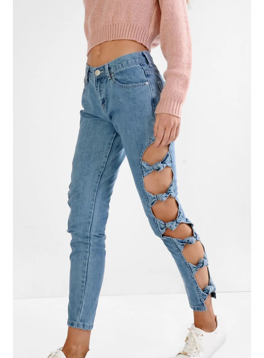 KNOT SIDE DENIM JEANS