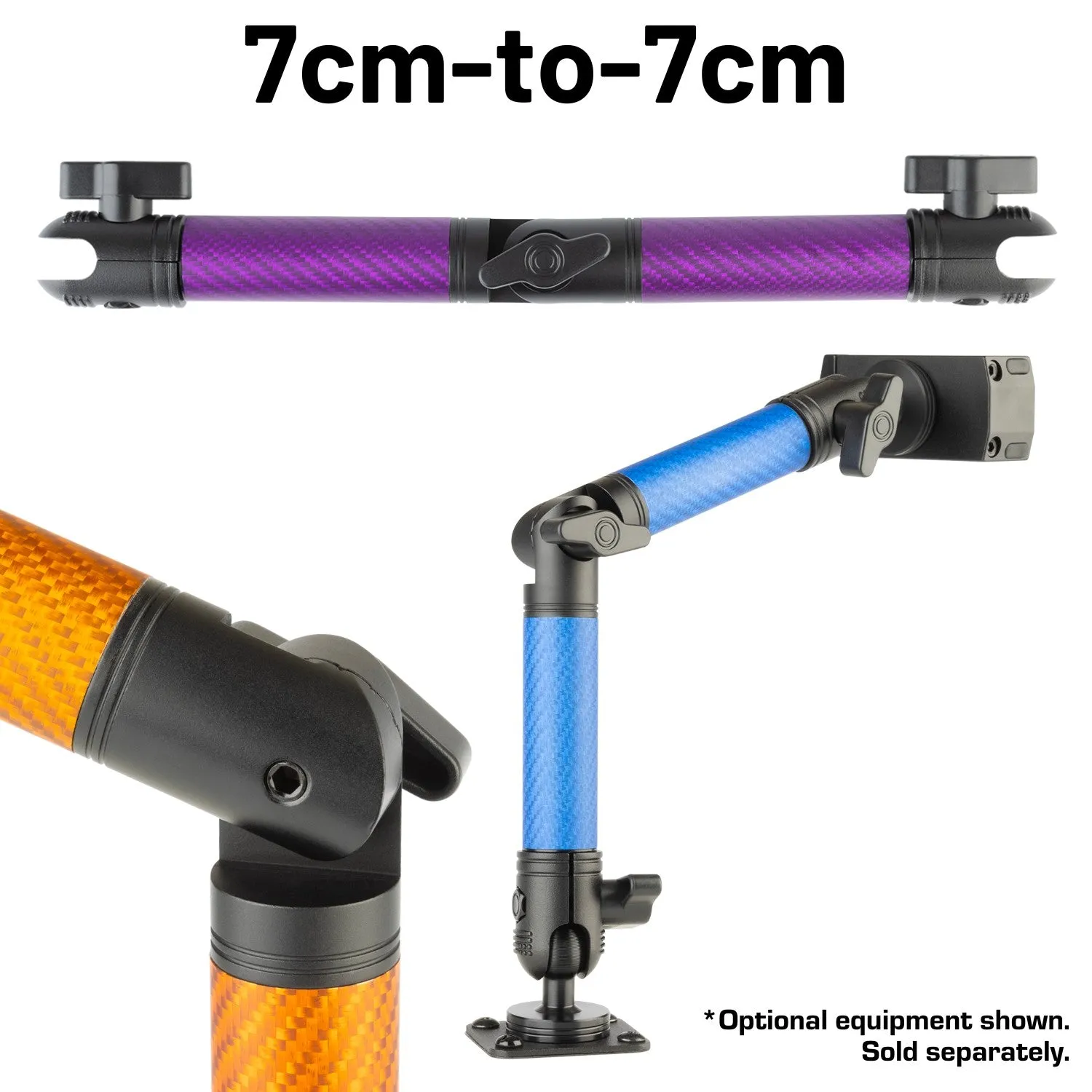 Matte Color Carbon Fiber Locking Adjustable Mounting Arms with Articulating Joint (various sizes)