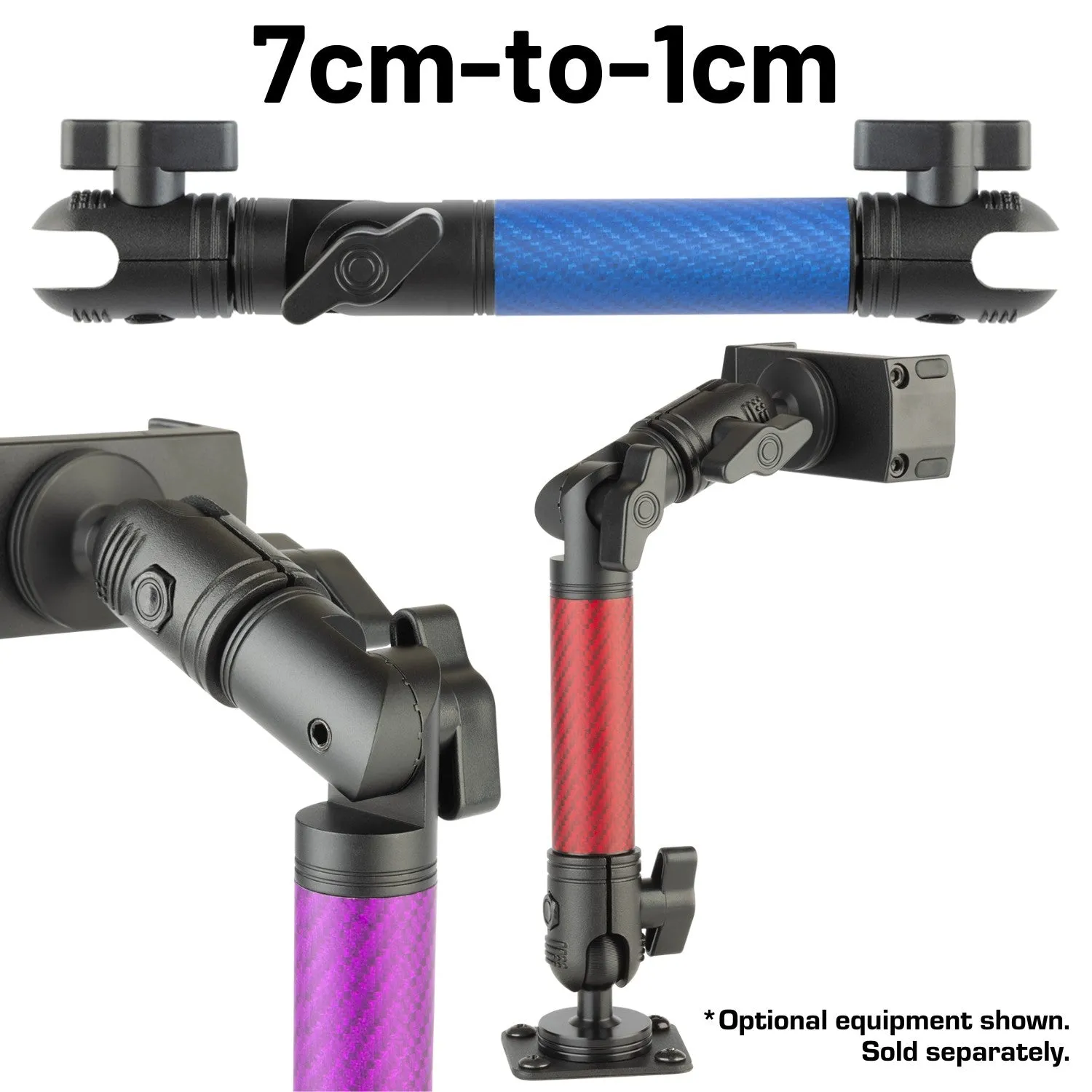 Matte Color Carbon Fiber Locking Adjustable Mounting Arms with Articulating Joint (various sizes)