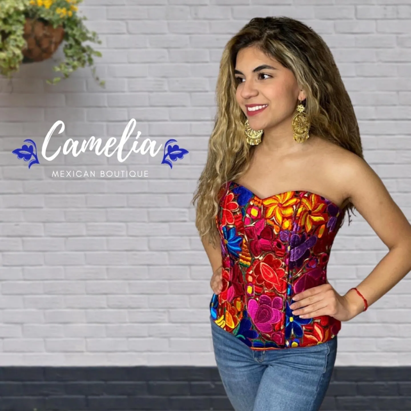 Mexican Embroidered Corset Zinnia