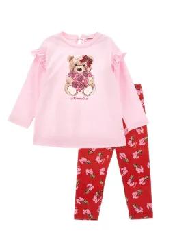 Monnalisa - Pink/Red Teddy Legging Set