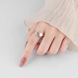 Moon and Star Fidget Anxiety Ring S925