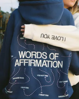 Cozy Oversized Blue Lux Hoodie with Words of Affirmation Design