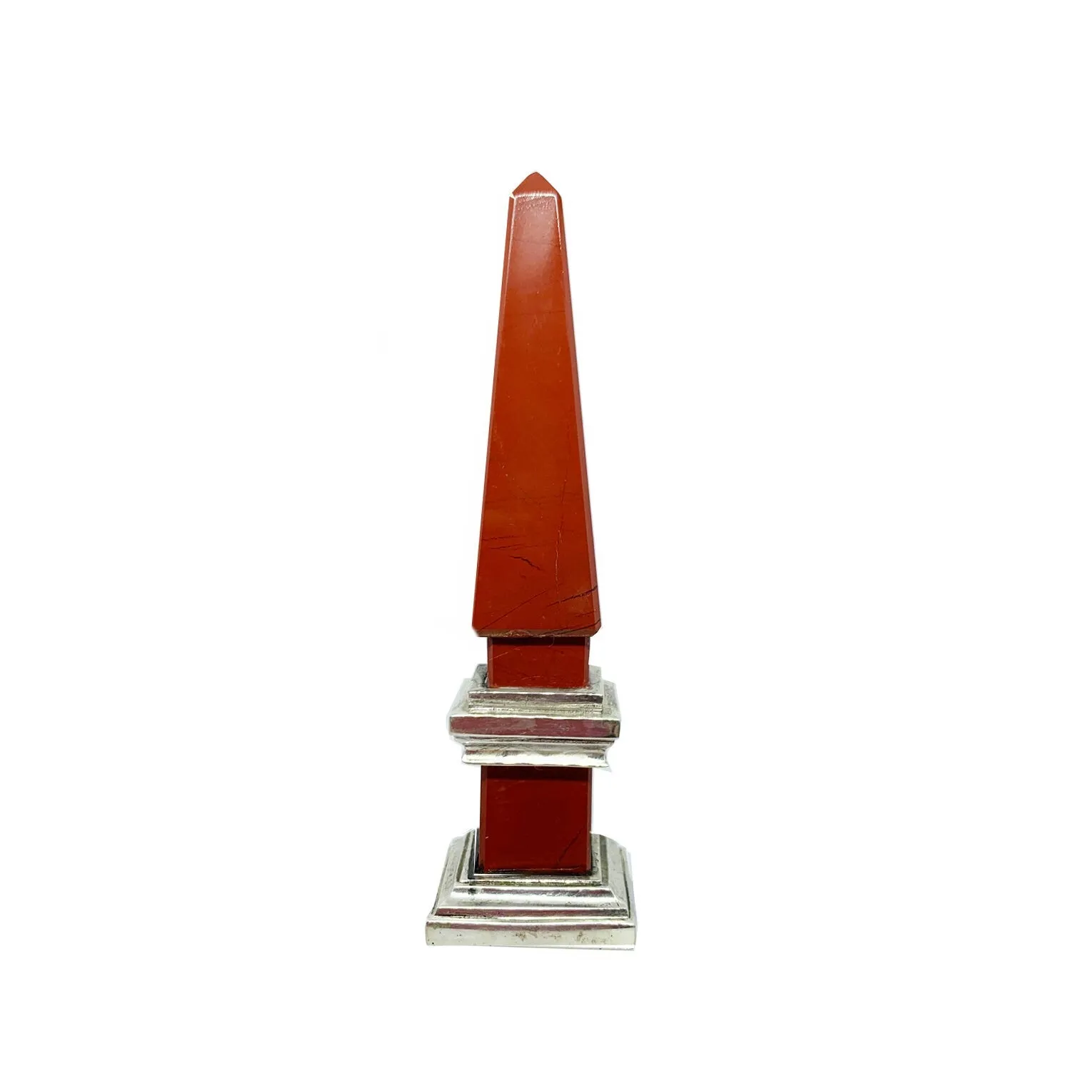 Sterling silver placehoder- obelisk with red jasper