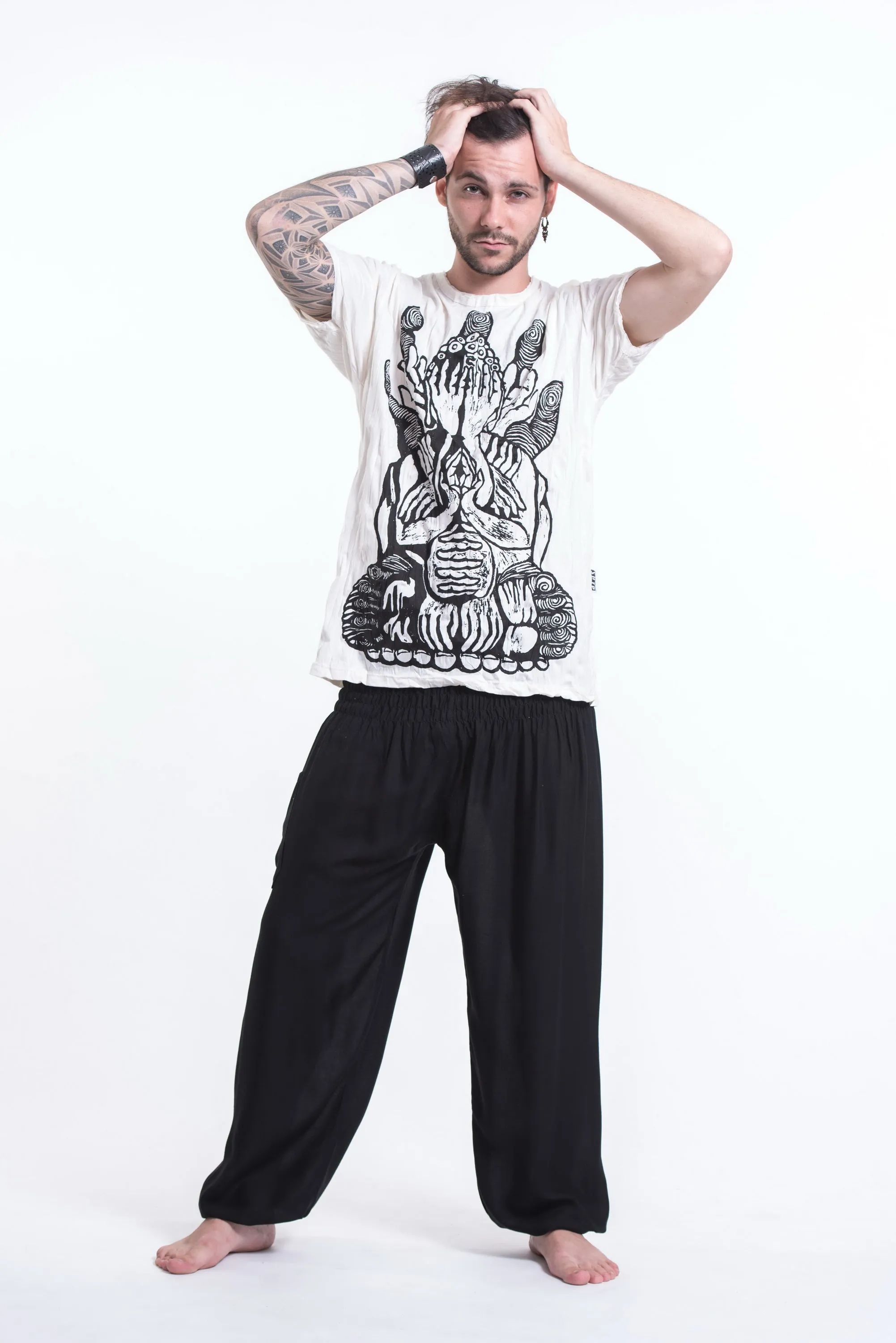 Sure Design Men's See No Evil Buddha T-Shirt White