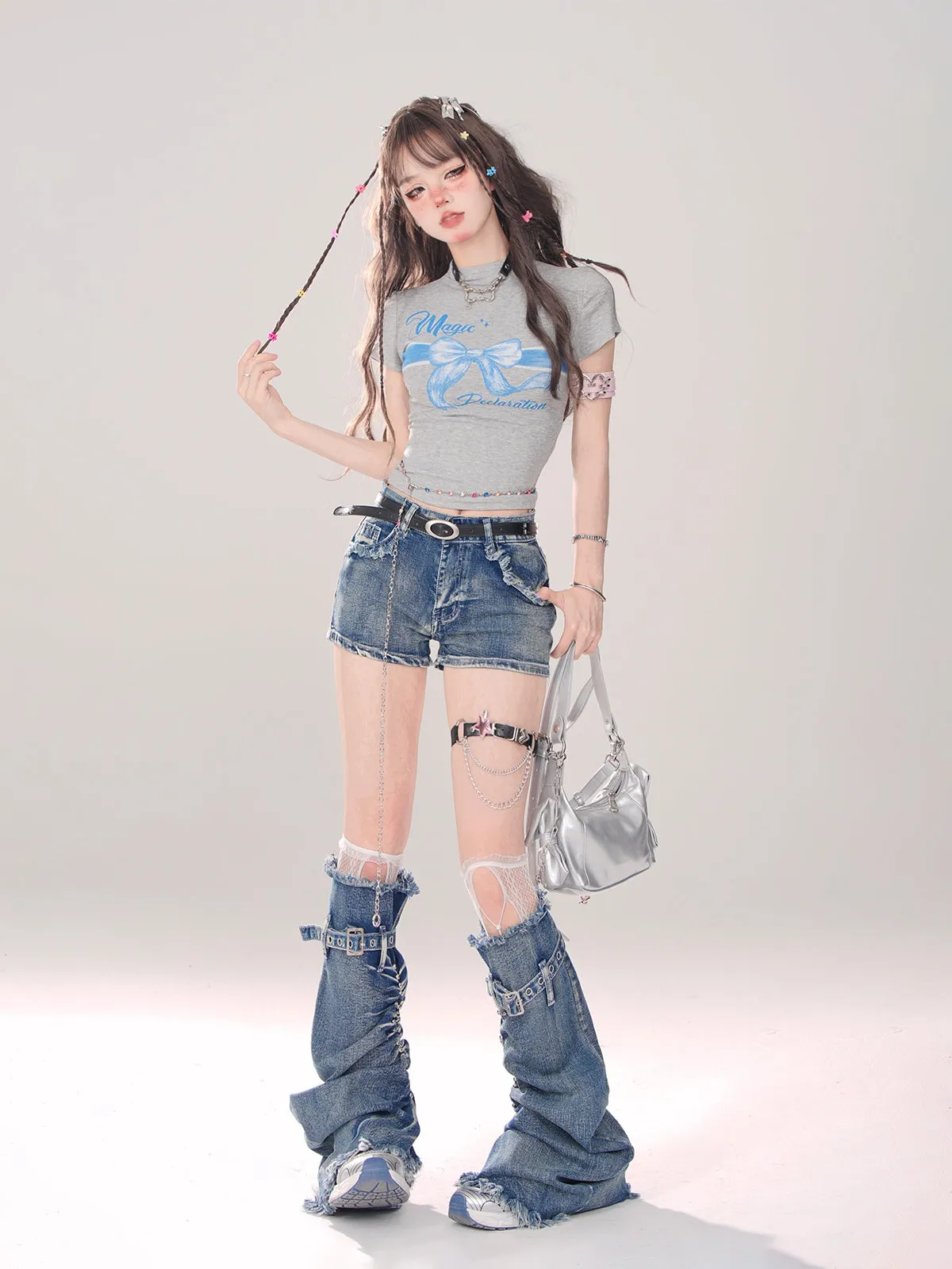 Young Eyes Konno Denim Shorts & Leg Warmers